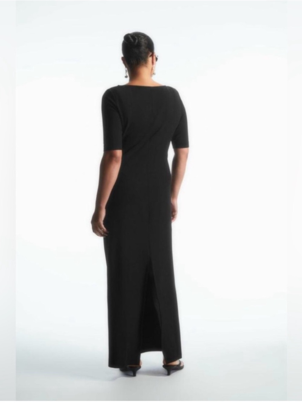 COS Black Ruched Front Maxi Dress, Size L -NWT - Picture 2 of 9